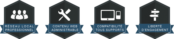 Réseau local professionnel, contenu web administrable, compatibilité tous supports, liberté d'engagement
