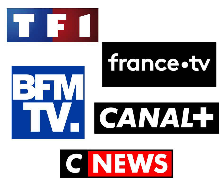France TV, Canal+, BFM TV, CNews, TF1